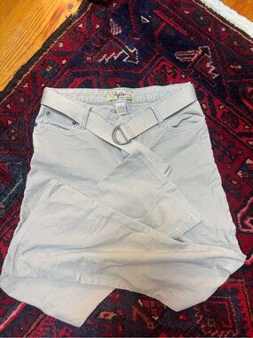 Tyte Light Gray Corduroy Flare Pants with D-Ring Belt